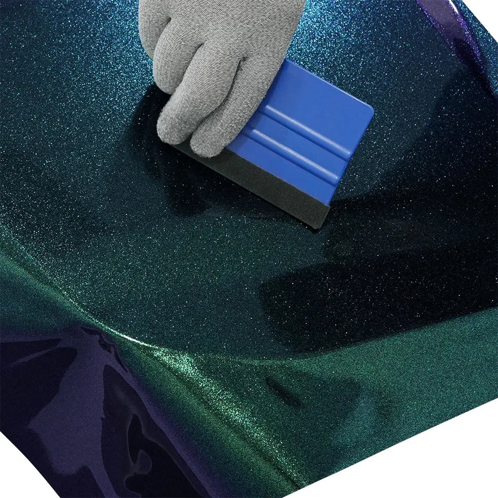 Car Wrap Vinyl Film Glossy PET Diamond Purple&Green PVC Car Engine Hood Decal Self Adhesive Motorcycle Auto Body Decoration Film