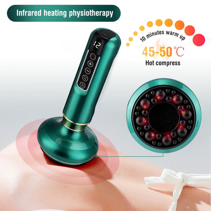 Smart Cupping Massage Machine 9 Levels Vacuum Suction Cup Chinese Meridian Cans Red Light Heating Jars Body Cellulite Scraping