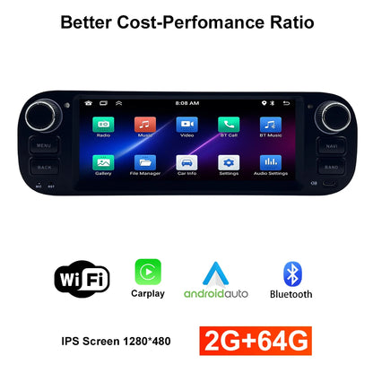 For Fiat Panda 2013-2020  Auto Multimedia Player  6.86" Touch Screen Steering Wheel Control Car GPS Navigation  Bluetooth Call