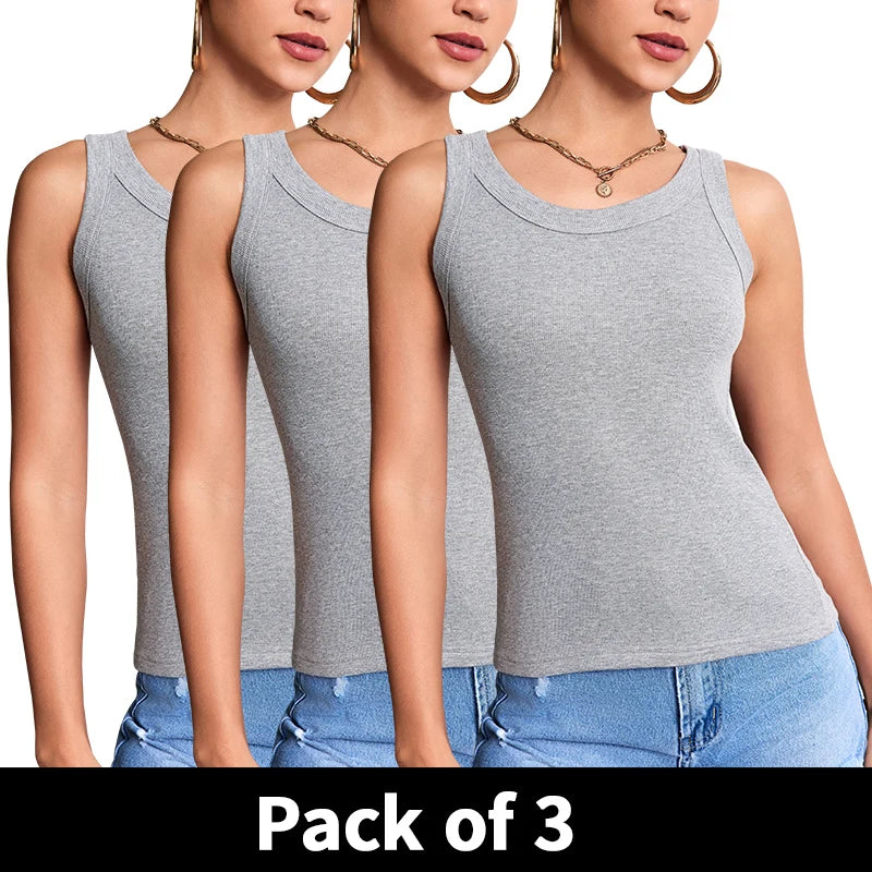 6/3/1 Piece Ladies Bottoming Solid Color Fashion Threaded Vest Casual Joker Sports Girl Mixed Color Combination Coat Parent-chil