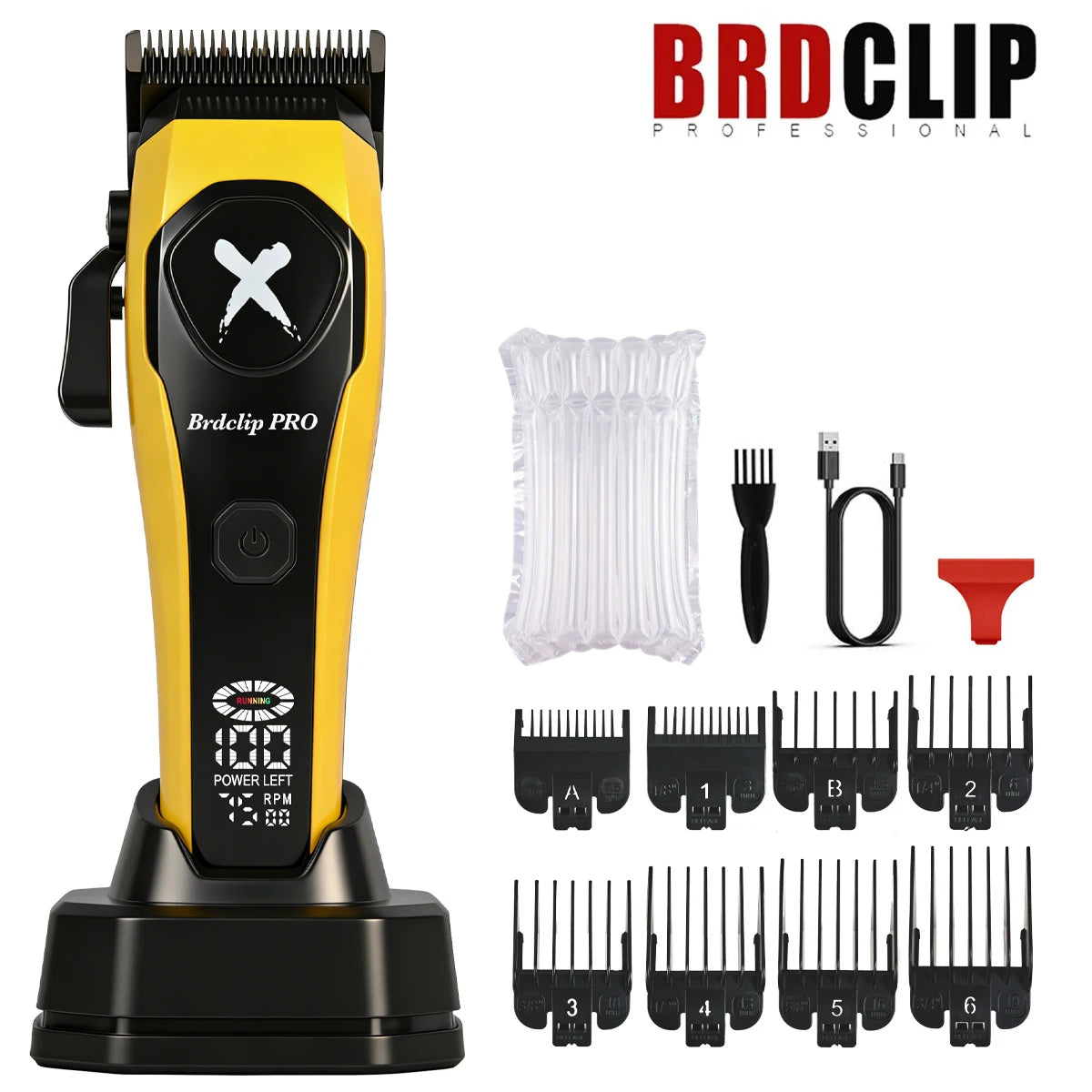 BRDCLIP 619 339 Hair Clippers Cordless Clippers Barber Electric DLC T-Blade Trimmer Portable Detail Trimmer LED Trimmer for Men