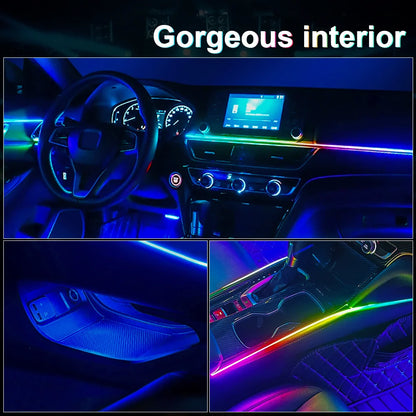Symphony Car Ambient Light RGBIC Interior LED Strip Acrylic 213Color Neon Streamer Atmosphere Lamp 6/10/14/18/22 in 1 12V By App