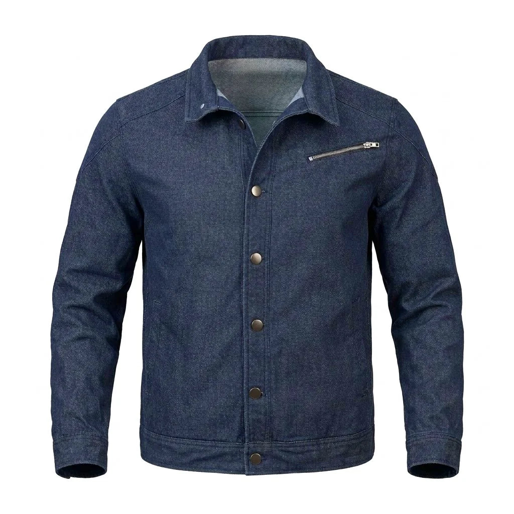 Street Men's Denim Jacket Snowflake Wash Motorcycle Denim Top Zipper Cotton Coat Comfort Men's Street Wear Men