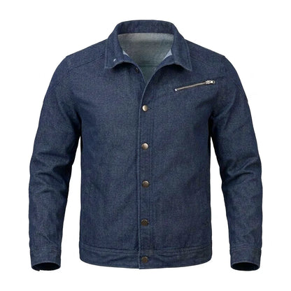Street Men's Denim Jacket Snowflake Wash Motorcycle Denim Top Zipper Cotton Coat Comfort Men's Street Wear Men