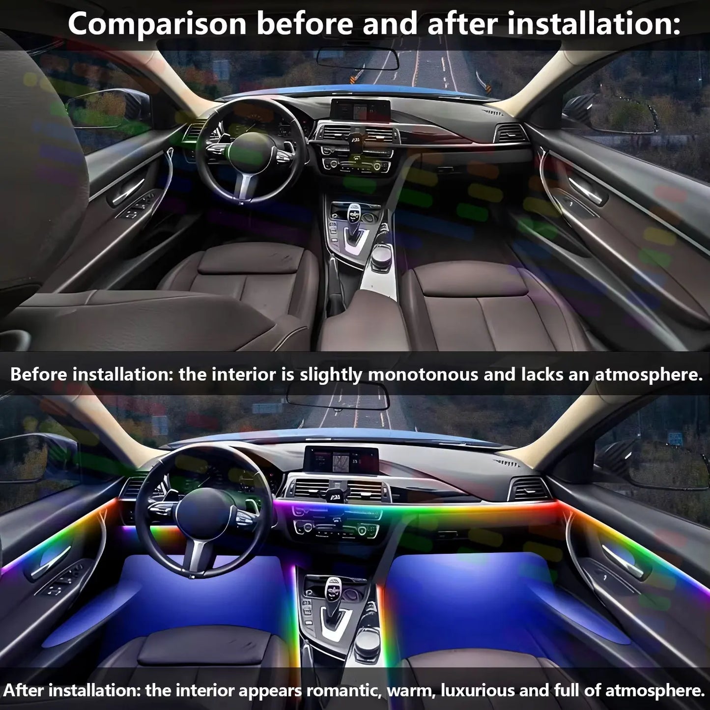 For BYD Shark 6 2025~2026 Car LED Ambient Lamps Colorful Atmosphere Lights AutoInterior Neon Strip 64 RGB Lighting