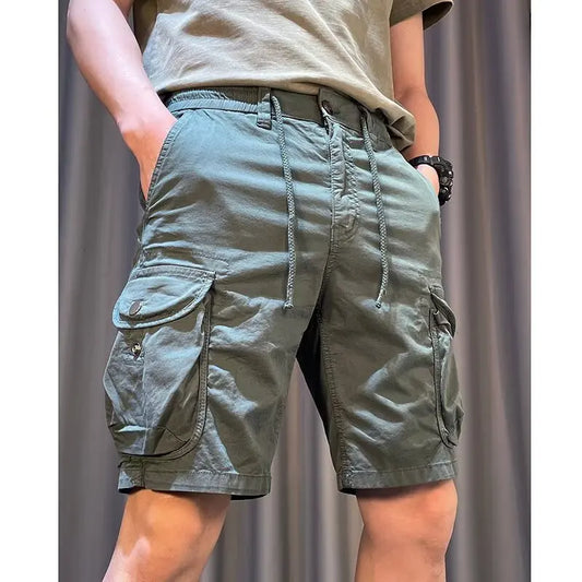 Big Pocket Men's Cargo Shorts Casual Work Pants Loose Fit High Street Short Pants Clothing Drawstring Sports Male Outfit Shorts