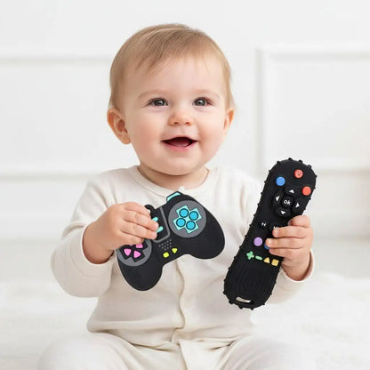 2-Pack Montessori Teething Toy Food Grade Nano Silicone Sensory Play Game Controller Remote Control Shape BPA Free Safe Chew for
