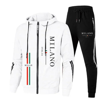 Men's Tracksuit Autumn Winter Daily Fashion Casual Quality Pullover Single Zipper Mens Sweatshirts Hoodies Pants Sports Outdoor