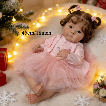 BZDOLL 45 CM Lovely Reborn Baby Doll Lifelike Vinyl Limbs Cloth Body Sweet Doll Kid Fashion Birthday Gift Play House Bedtime Toy