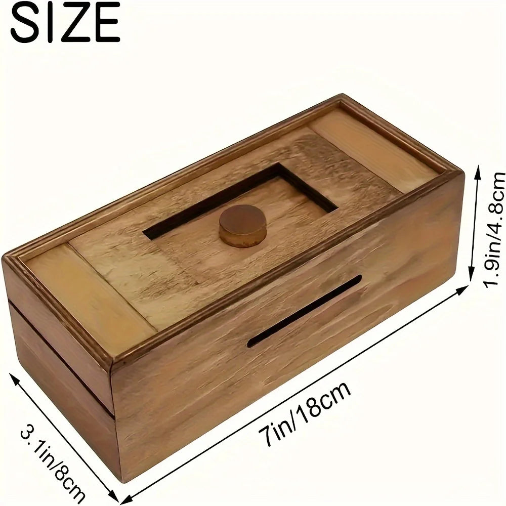 Wooden Puzzle Cash Box with Secret Comb-Adult Brain Teaser Gift for Christmas, Halloween, Thanksgiving and Birthday Surprise, Ca
