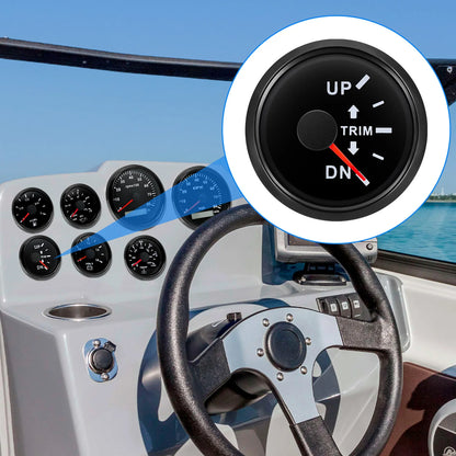 52mm  Trim Gauge Up To Down for Inboard Outboard Engine Boat Marine Trim Tilt Indicator Meter 0-190 Ohm 7 Color Backlight