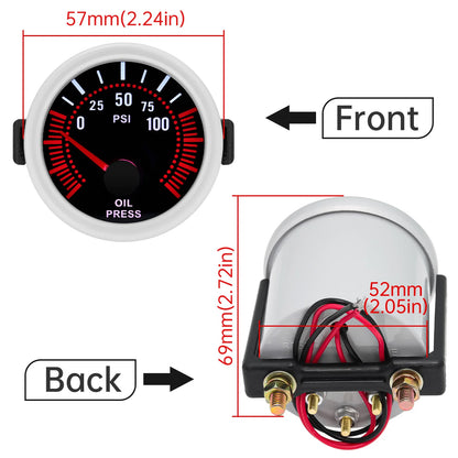 Tachometer For 12V Car 52mm Universal Smoke Len RPM Turbo Boost Gauge 2 Bar PSI Water Temp Meter Oil Pressure Gauge  Tacho