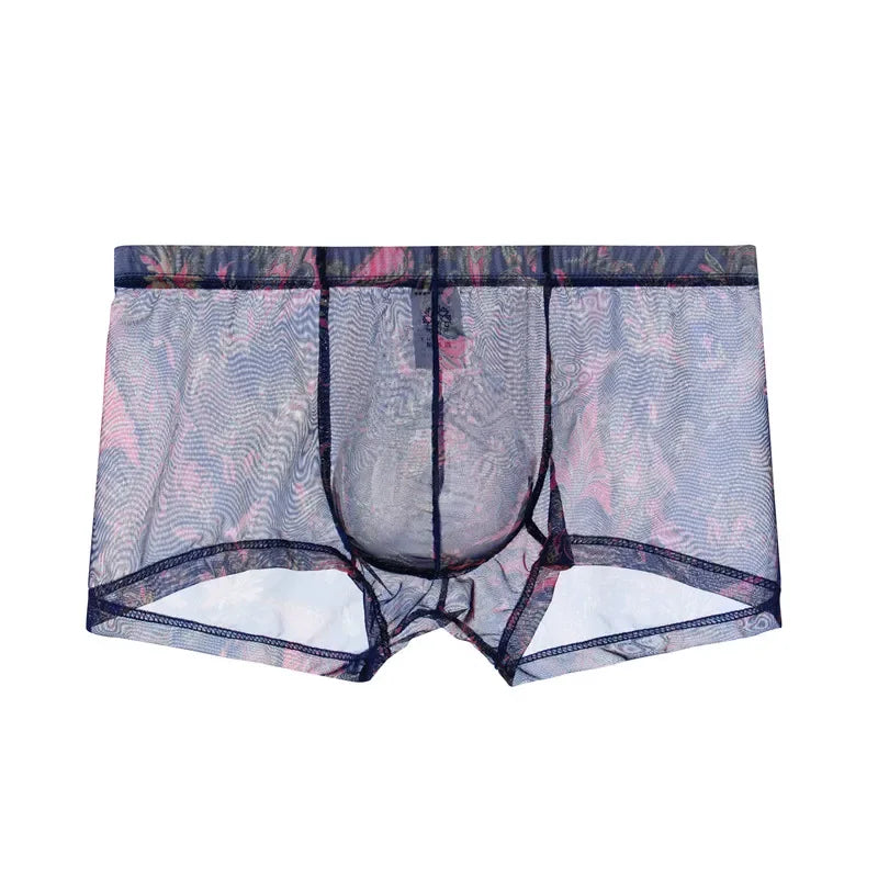 5PCS Men Sexy Seamless Underwear Pants Mens Ultra-thin Transparent Boxershorts Low-rise Mesh Slips Homme Panties Boxer Shorts