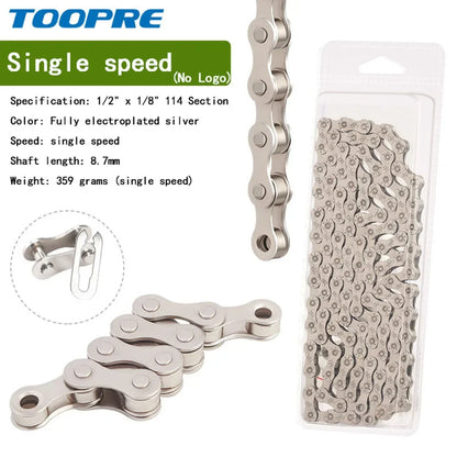 TOOPRE Bicycle chain 6 7 8 9 10 11 12 speed MTB Road bike Chain Single Speed Velocidade Electroplated Silver Golden Chain 116L