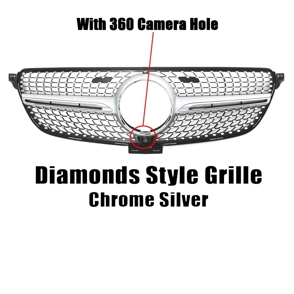 XVIP Front Chrome Diamonds Style Racing Grille For Mercedes Benz GLE C292 GLE350 GLE450 GLE500 GLE43 AMG 2016-2019 Upper Grilles