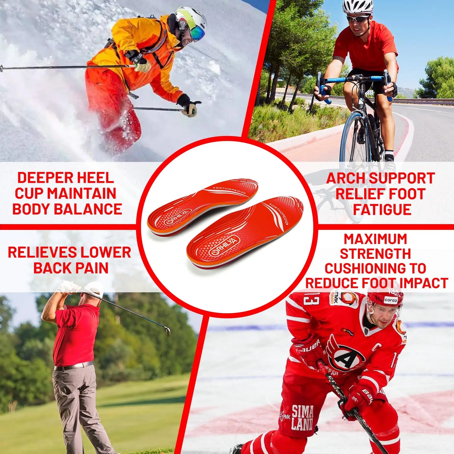 Arch Support Insert Plantar Fasciitis Relief Foot Pain Orthotics Insole Men Women Comfort Cushion Insole  Flat Feet Heel Spur