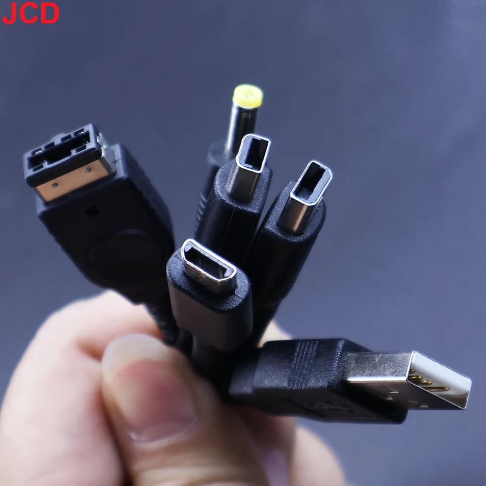 JCD 5 in 1 USB Charging Cable For New 3DS XL NDS Lite NDSI LL WII U Charger For GBA For PSP 1000/ 2000 3000 Gaming Cable