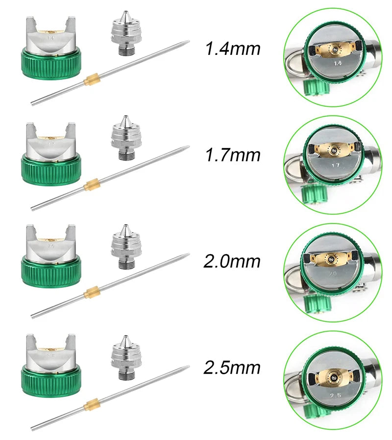 HVLP Professional Spray Gun 1.4/1.7/2.0/2.5mm Steel Nozzle Gravity Spray Gun Portable Car Paint Spray Gun DIY Spray Paint Kit