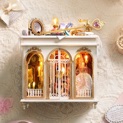 Moonlight Fantasy Mini 3D Puzzle Assembly Model Dollhouse Kit DIY Handmade Toy Bookshelf Set, Wooden Crafts Girl Birthday Gift