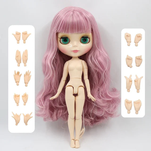 ICY DBS blyth doll 1/6 toy bjd joint body mix pink Hair white skin joint body gift 1/6 30cm nude doll anime