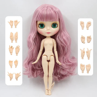 ICY DBS blyth doll 1/6 toy bjd joint body mix pink Hair white skin joint body gift 1/6 30cm nude doll anime