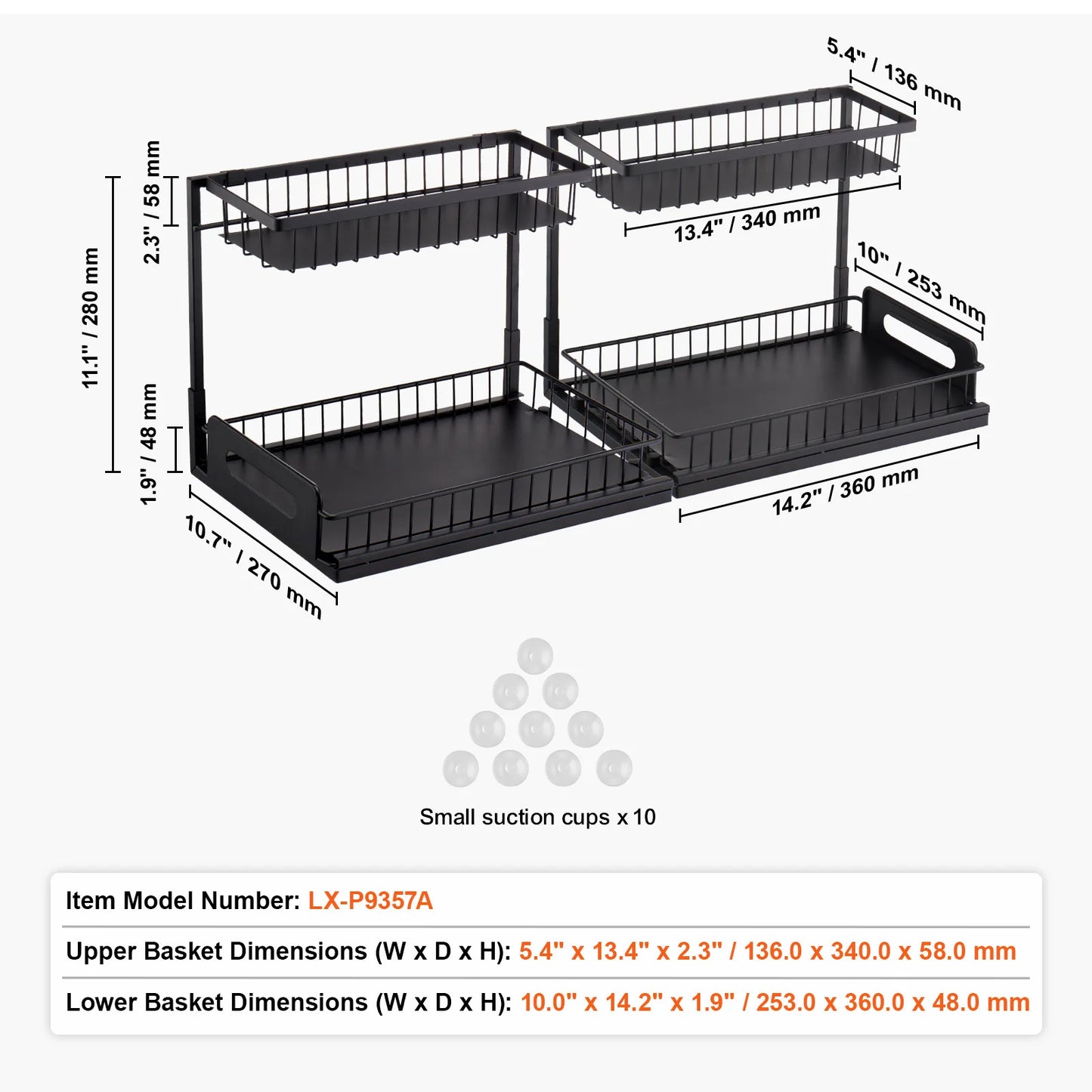SucceBuy 2Tier Pull Out Cabinet Organizer Under Sink Organizer Slide Out Drawer Cabinet Organizer Sliding Storage Shelf