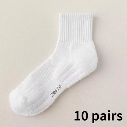 1pc 4pcs 5pcs 10pcs Socks Men's Cotton Spring Towel Bottom with Velvet Mid-tube White Stockings Thickened Sports Basketball Sock