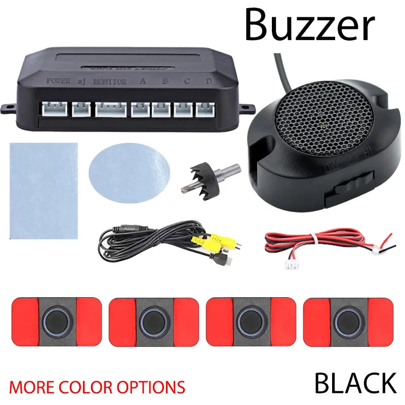 AHD CVBS Video Reversing Radar 16.5mm Embedded Probe 6 Colors Buzzer Alarm Easy Installation Universal Car Parking Assist Kit