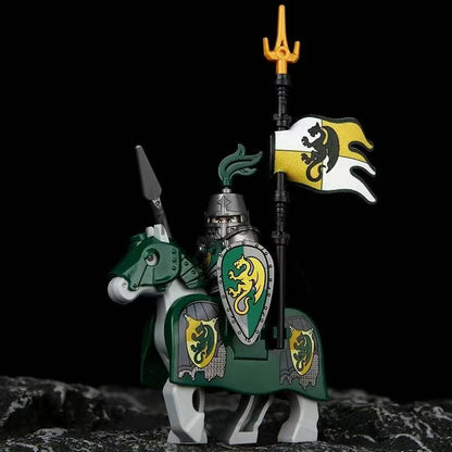 Green Dragon Raven Knights Shield Action Figures MOC Medieval Ancient Knights Scene Building Block Creative Toys for Children