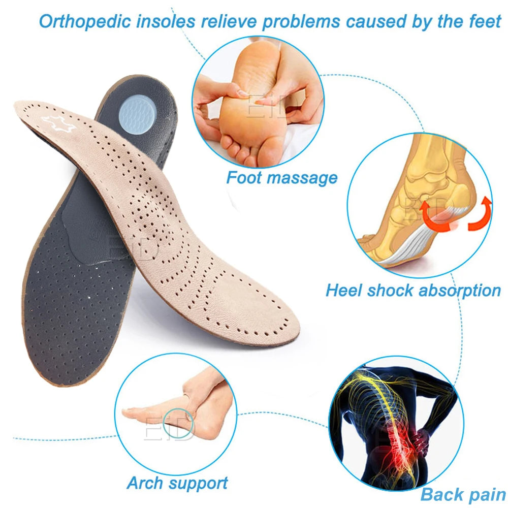 EiD Genuine Leather Orthotic Insole Orthopedic Flat Foot Health Sole Pad For Shoes Insert Arch Support Pad For Plantar Fasciitis