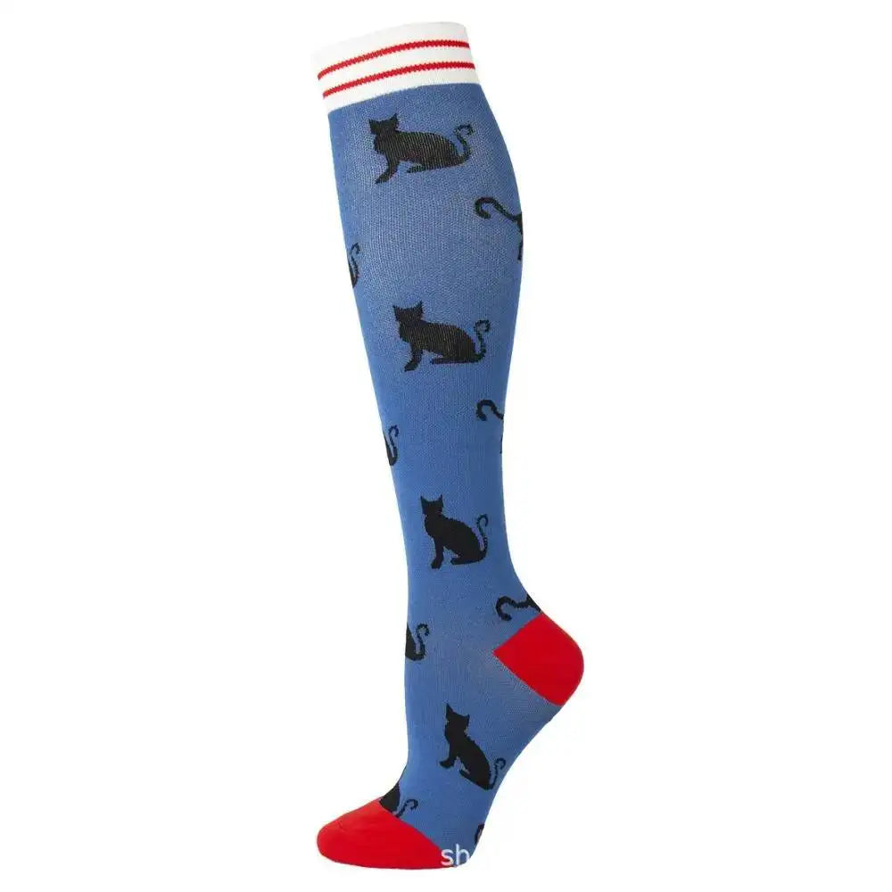 Sport Compression Stockings Funny Pattern Halloween ballon Dot Leg Pressure Running Cycling Multi Color Compress Socks