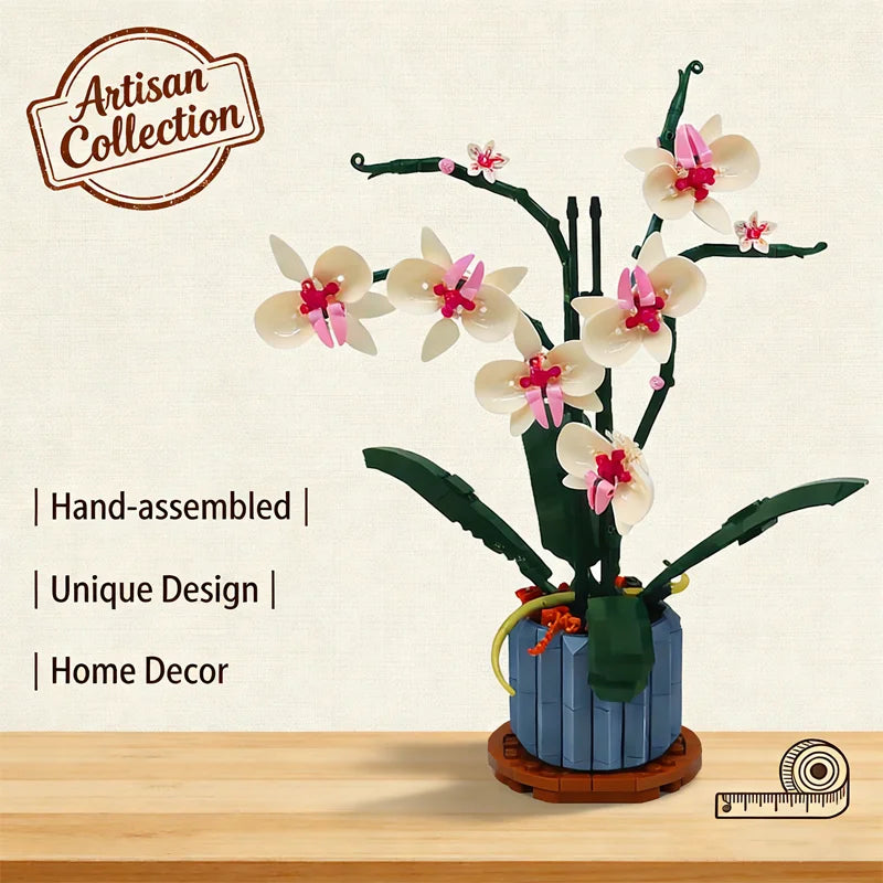 Orchid Bonsai 600+PCS DIY Building Blocks Kit Creative Potted Plant Model Children's Birthday Gifts Fun Adults Toys For Girls