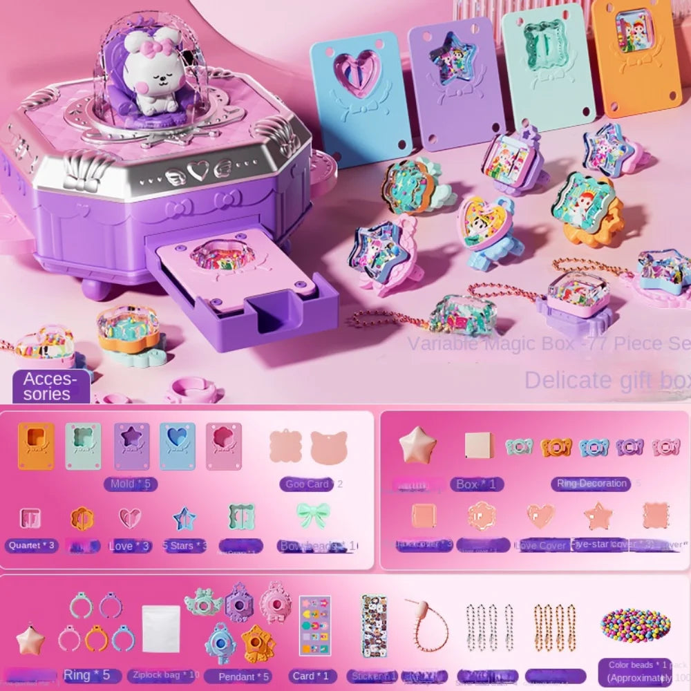 Kawaii DIY Magical Goo Card Gift Box 3D Rabbit Goo Card Sticker Set Portable Cartoon Goo Card Full Set Stickers Children's Toys