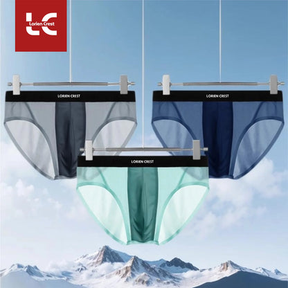 3pcs Ice Silk Men's Underwear Seamless Ultra-Thin Double-Layer Crotch Breathable Men's Briefs Mid-Waist Sexy & Light