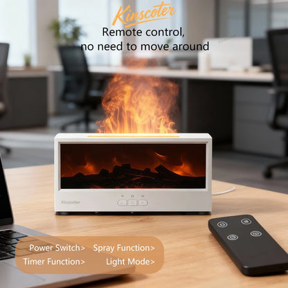 Simulated Fireplace Aroma Diffuser Essential Oil Flame Air Humidifier Remote Control Colorful Ambiance Night Light Creative Gift