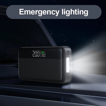 10000 mAh Car Battery Starter&Tire Inflator 12V Booster 65W Fast Charging Emergency Jump Starter LED Light Powerbank Compressor