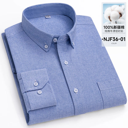 New in Tops Pure Cotton Oxford Plaid Striped Shirts For Men Long Sleeve Classic Business Formal Slim Fit Casual Designer Clothes