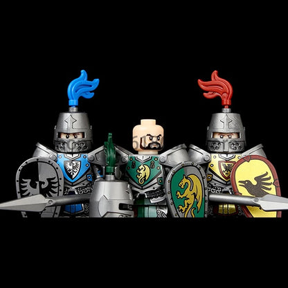 Green Dragon Raven Knights Shield Action Figures MOC Medieval Ancient Knights Scene Building Block Creative Toys for Children