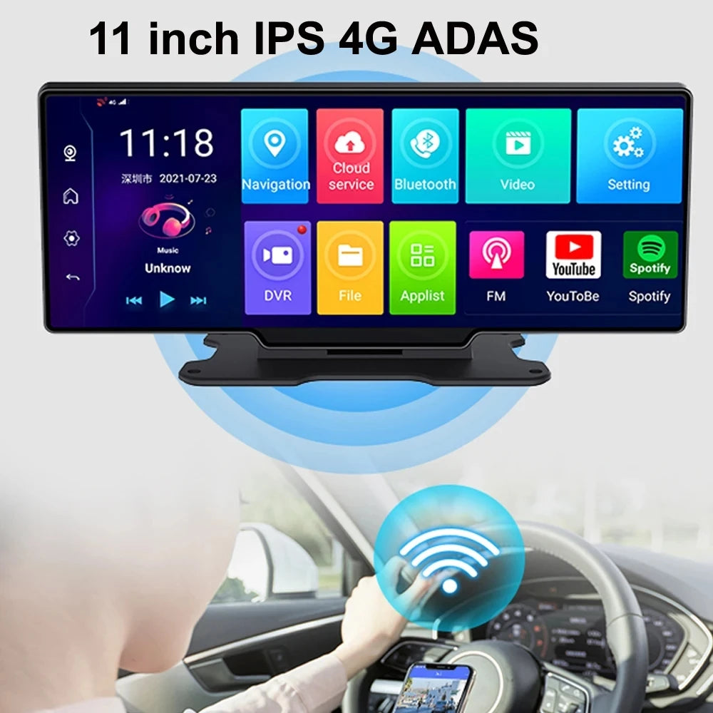 11 inch IPS 4G Car GPS DVR Camera GPS Navigation Android 8.1 ADAS WiFi 1080P HD Dvr Camera Review Camera Dash Cam Video Recorder