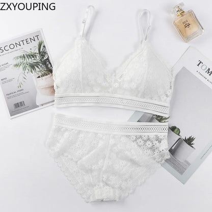 3 Piece Set Bra Sexy Lace Beauty Back Suit Underwear Gather Seamless Women's Underwear Panties Comfortable Lingerie