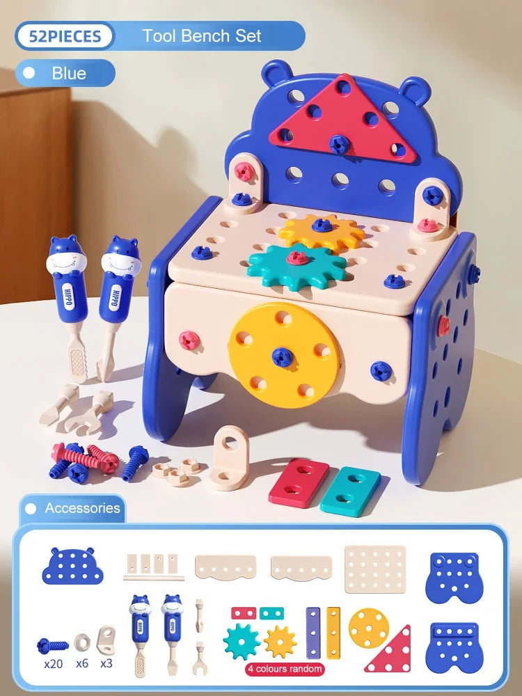 Children's Toolbox Puzzle Assembly Toys Simulation Electric Drill Screw Removal Multi-Functional Education Toys for Boys Girls