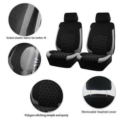 AUTOKING Football Embroidery Car Seat Covers Polyester Fabric Honeycomb Seat Covers Universal Fit Most Car Suv Truck