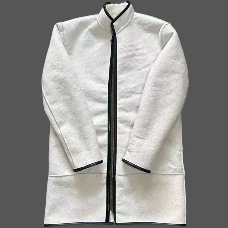 Winter Thicken Warm Sheepskin Fur Integration Long Real Leather Jacket Liner Men Women Whole Skin Lengthened Sheepskin Jacket