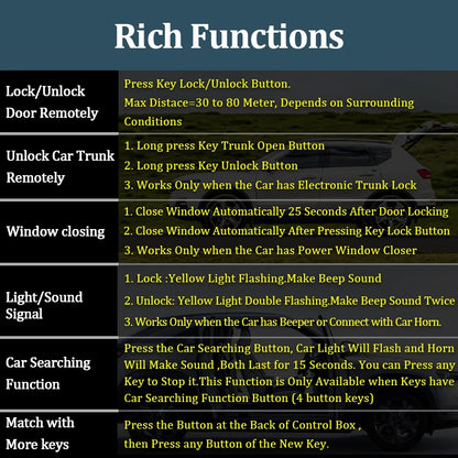 HIPPCRON 12V Car Remote Central Kit Door Lock Locking Vehicle Universal Keyless Entry System Alarm with 2 Remote Control 433Mhz