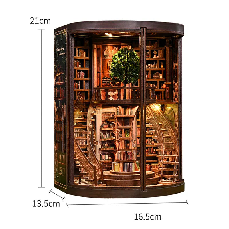 DIY Gothic Book Nook Kit 3D Wooden Miniature Dollhouse with Furniture Handmade Craft Bookshelf Insert Creative Home Decor Gifts