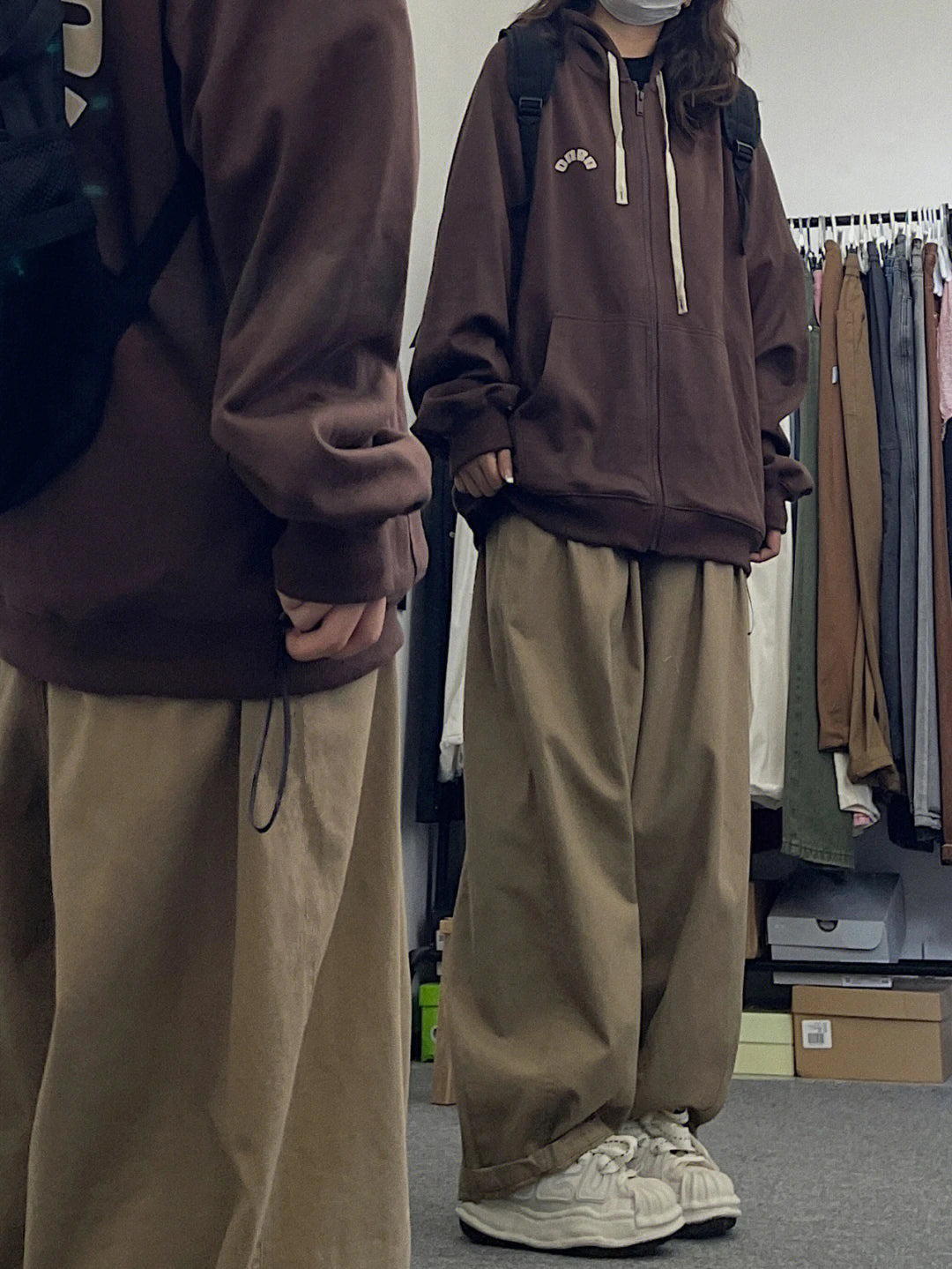 Brown Loose Straight Leg Workwear Pants Women's Spring Autumn plus Size Comfortable Casual American Style Wide Leg Trousers