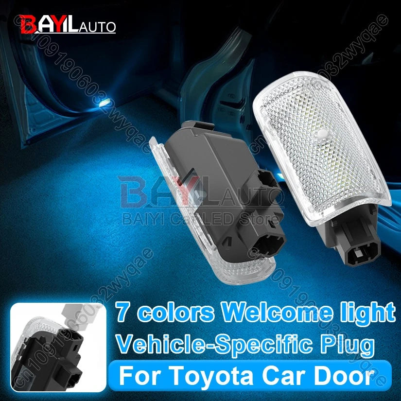 Customized for Toyota car door welcome light, Car door opening dynamic welcome atmosphere floor light,Car warning lighting