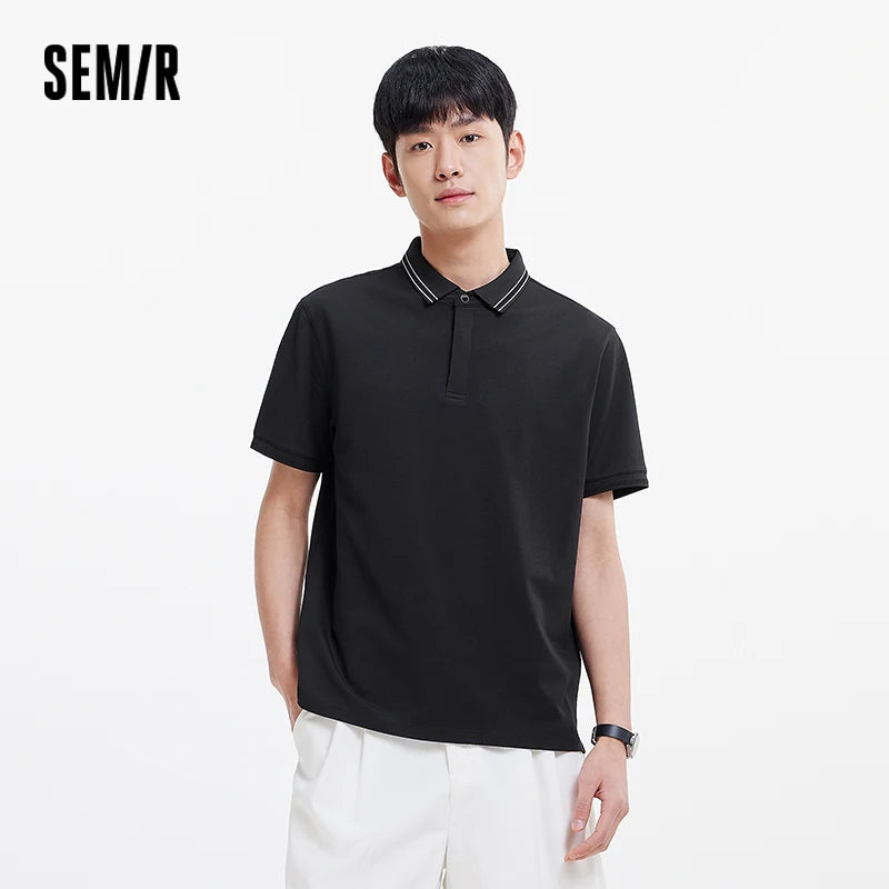 Semir Men Polo Shirt Mulberry Silk Texture Business Basic Knit 2026 Summer Casual Style Soft Lightweight Office Wear Top