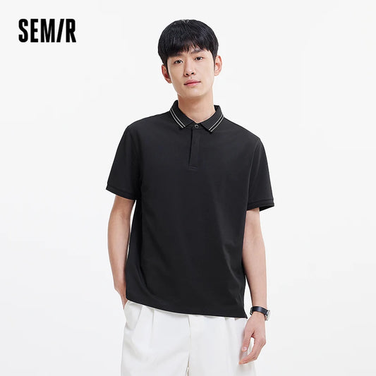 Semir Men Polo Shirt Mulberry Silk Texture Business Basic Knit 2026 Summer Casual Style Soft Lightweight Office Wear Top