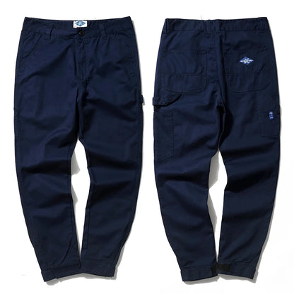 Slim Fit Workwear Trousers Casual Cotton Long Pants Men's Fashionable Youthful Style Embroidered Design Comfortable Leisure T...